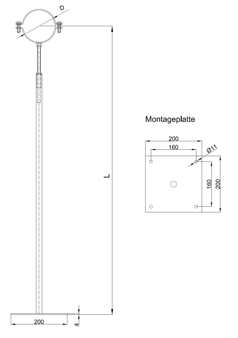 Rohrstütze Skizze
